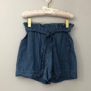 Mini Boden Chambray Paper Bag Shorts